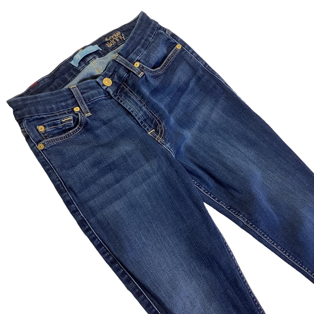 7 For All Mankind b(air) The Ankle Skinny Jeans in Dark Blue Wash